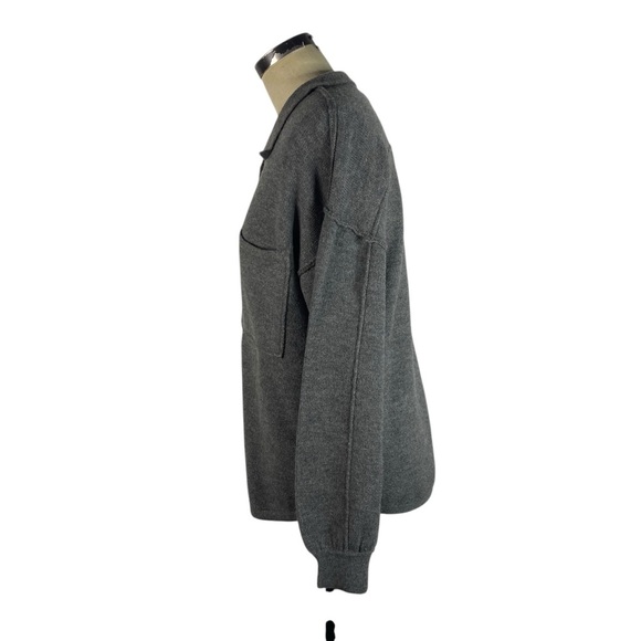 NEW Stitch Fix Saltwater Luxe Long Sleeve Cardigan Sweater Large Gray Collared - Picture 3 of 11